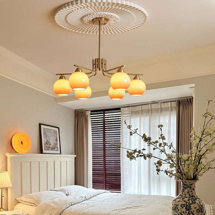 Oriorella lampadario ottone sfera Caramello minimalista