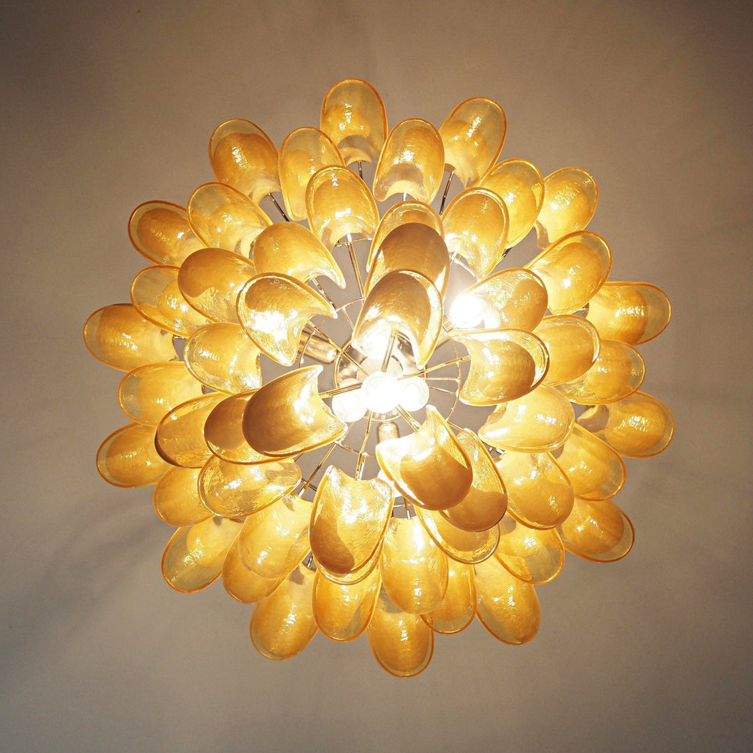 Velelian lampadario petali in vetro di Murano Color ambra Stratificato