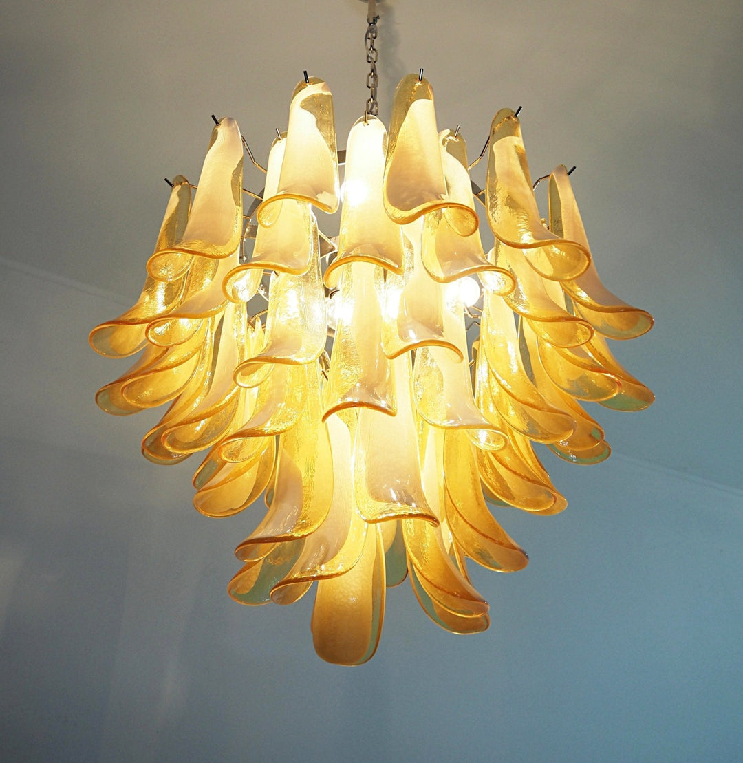 Velelian lampadario petali in vetro di Murano Color ambra Stratificato