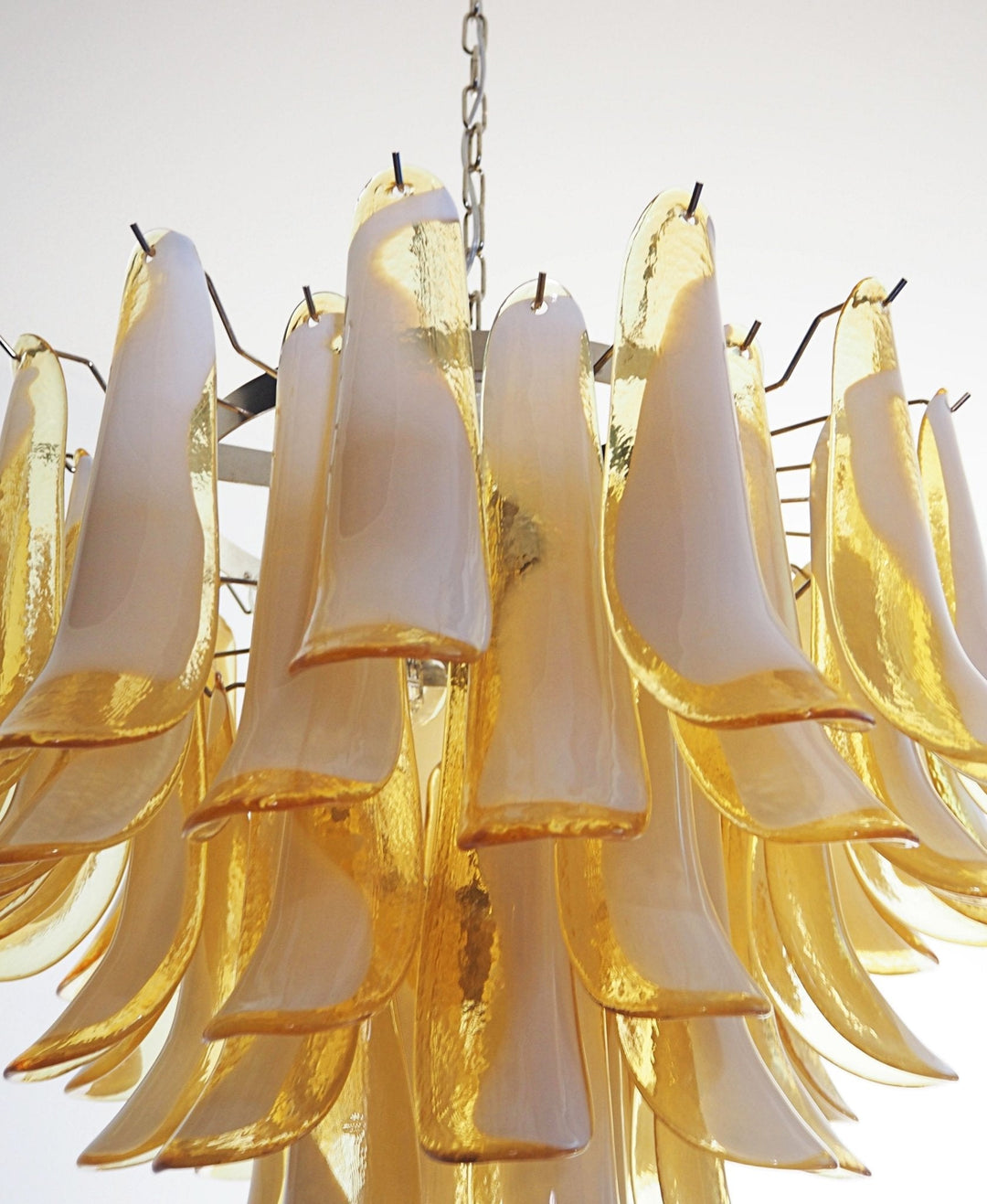 Velelian lampadario petali in vetro di Murano Color ambra Stratificato