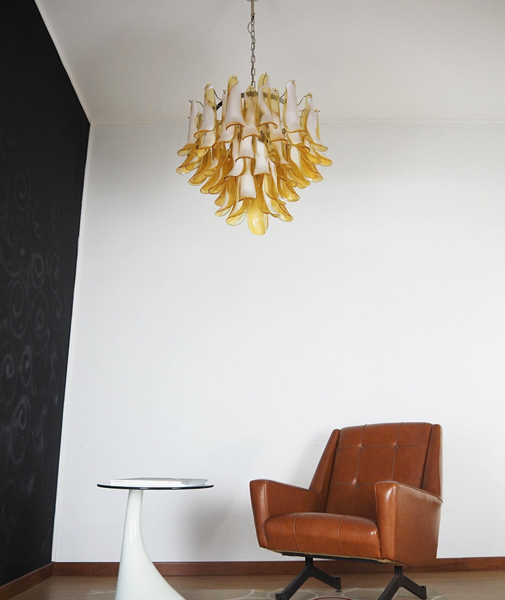 Velelian lampadario petali in vetro di Murano Color ambra Stratificato
