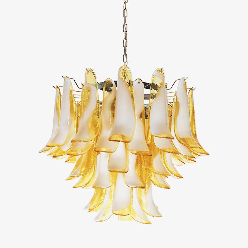 Velelian lampadario petali in vetro di Murano Color ambra Stratificato