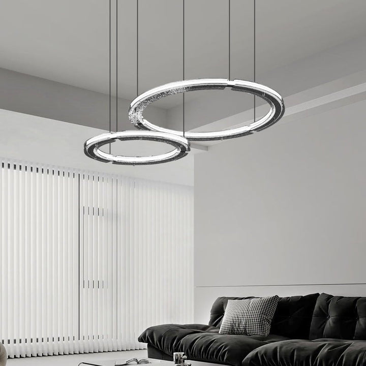 Lunara lampadario a Doppio Anello in Cristallo
