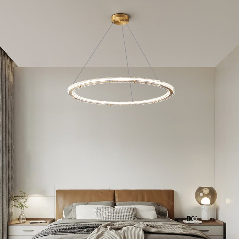 Lunara lampadario a Doppio Anello in Cristallo