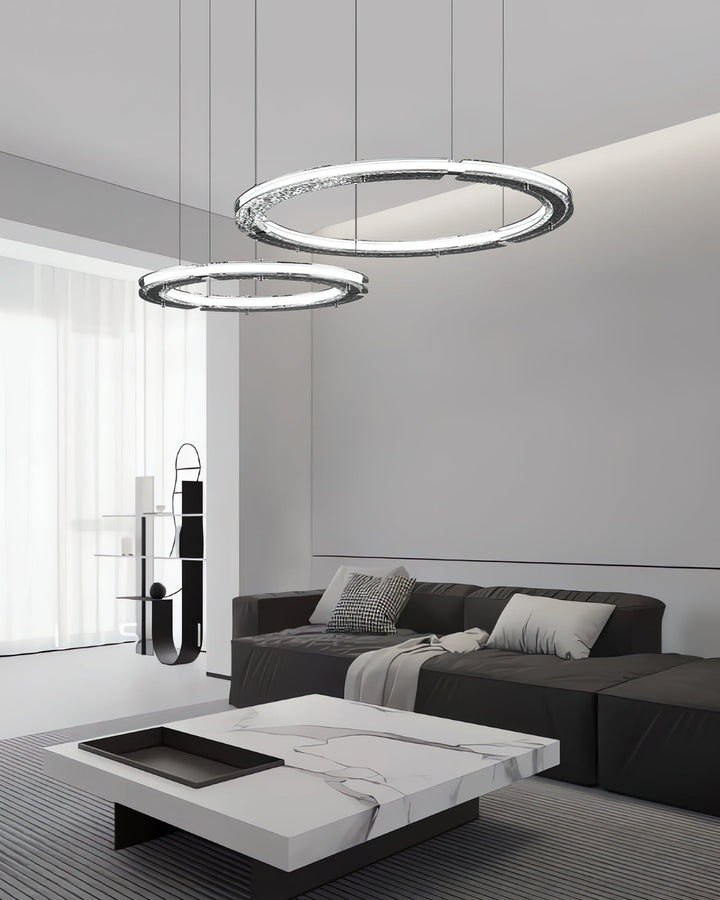 Lunara lampadario a Doppio Anello in Cristallo