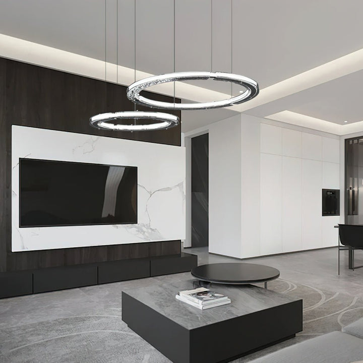 Lunara lampadario a Doppio Anello in Cristallo