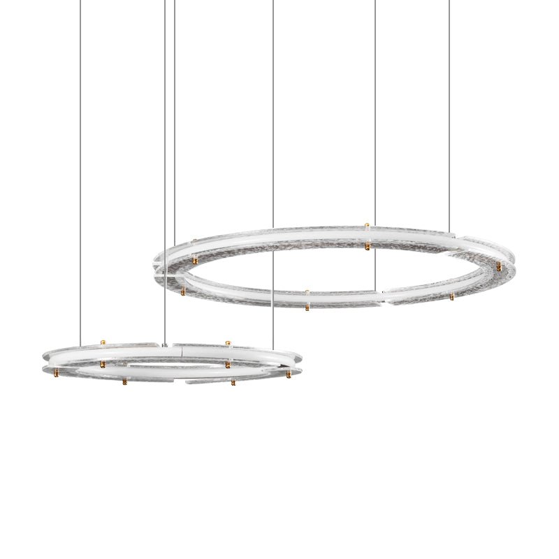 Lunara lampadario a Doppio Anello in Cristallo