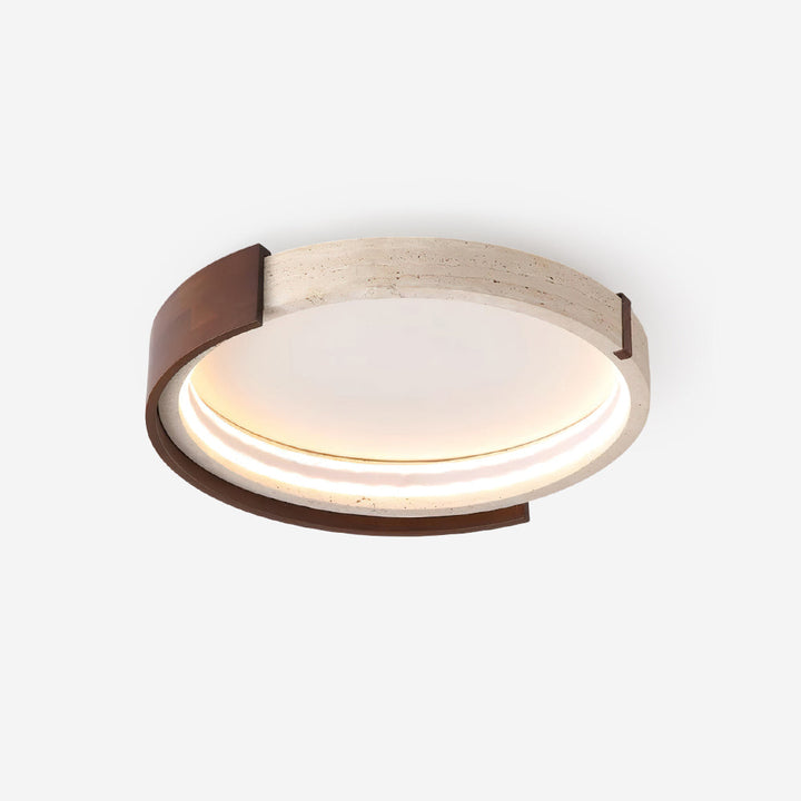 Noreleria lampada da soffitto Halo in travertino e legno