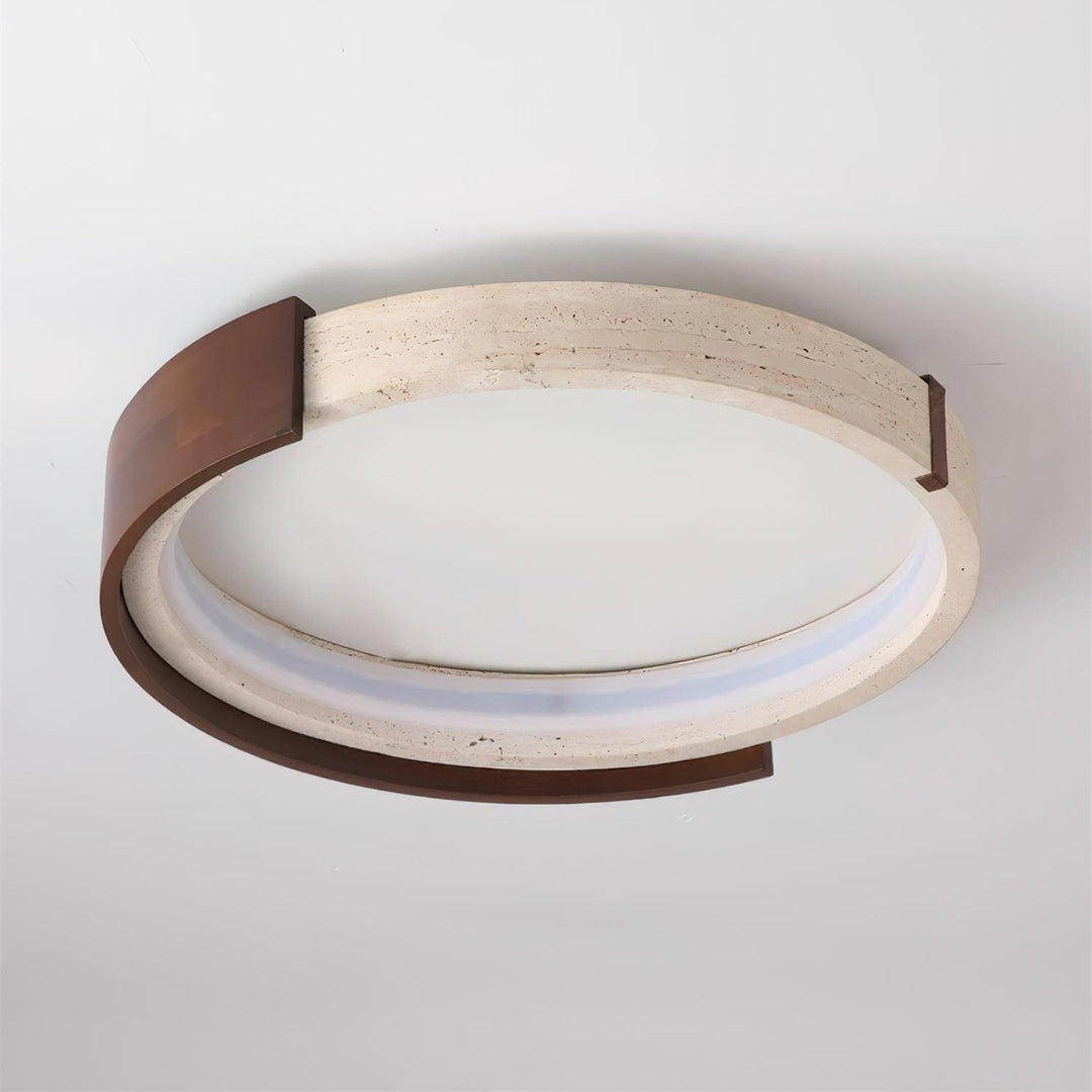 Noreleria lampada da soffitto Halo in travertino e legno