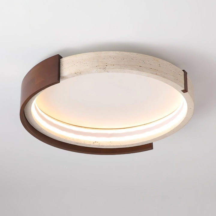 Noreleria lampada da soffitto Halo in travertino e legno