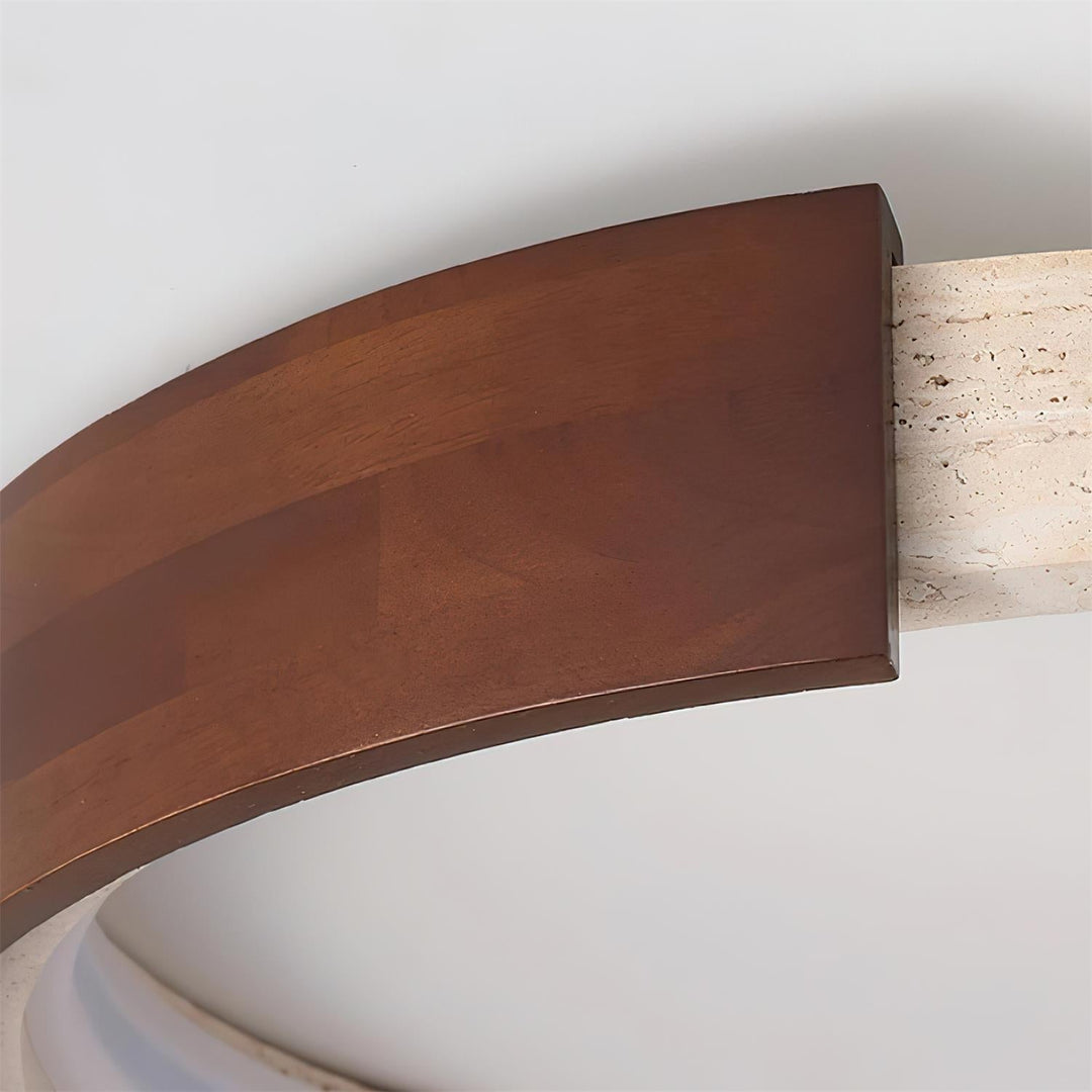 Noreleria lampada da soffitto Halo in travertino e legno