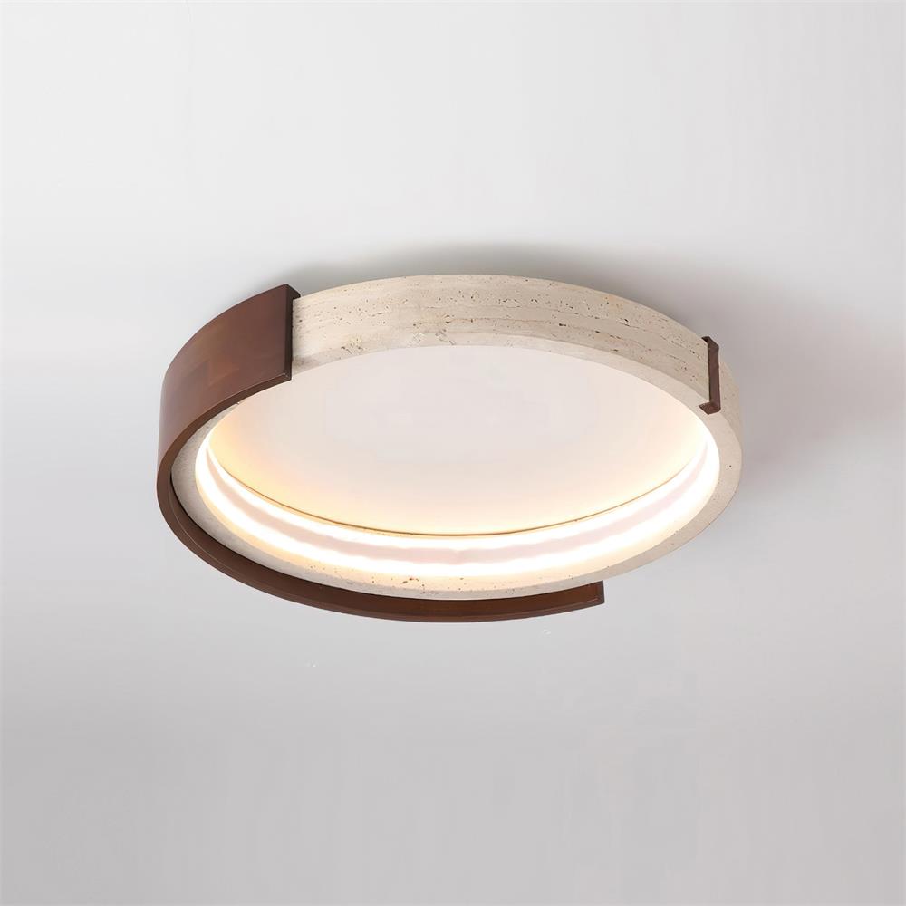 Noreleria lampada da soffitto Halo in travertino e legno
