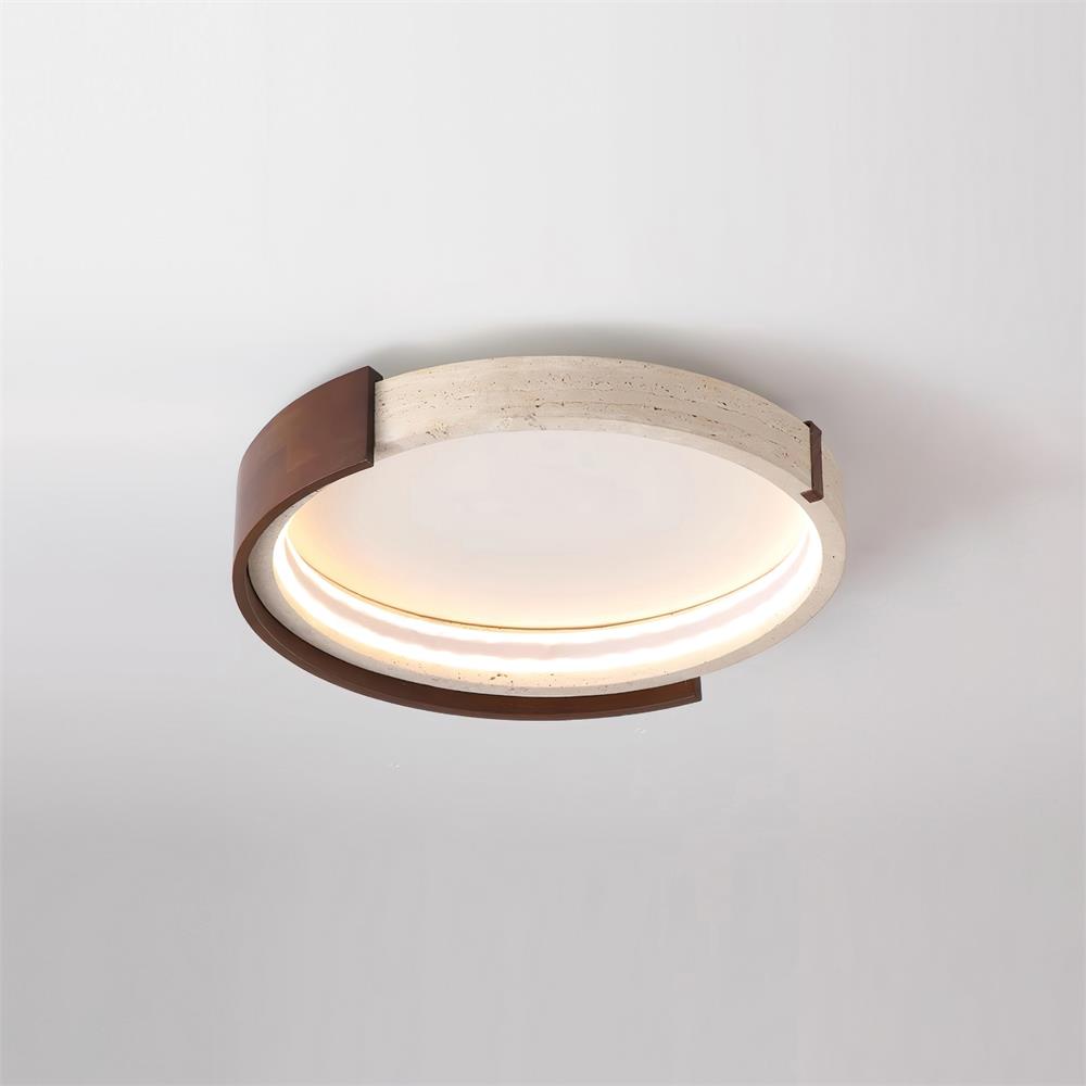 Noreleria lampada da soffitto Halo in travertino e legno