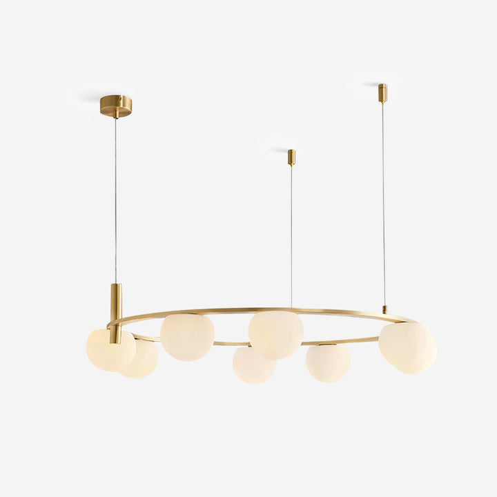 Lampadario globi in vetro Anello Metallico Finitura Oro moderna in metallo