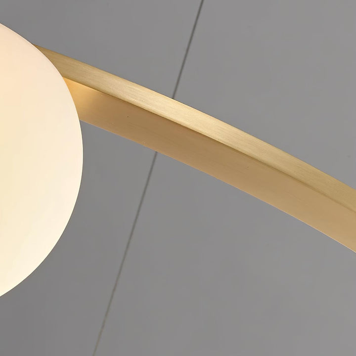 Lampadario globi in vetro Anello Metallico Finitura Oro moderna in metallo