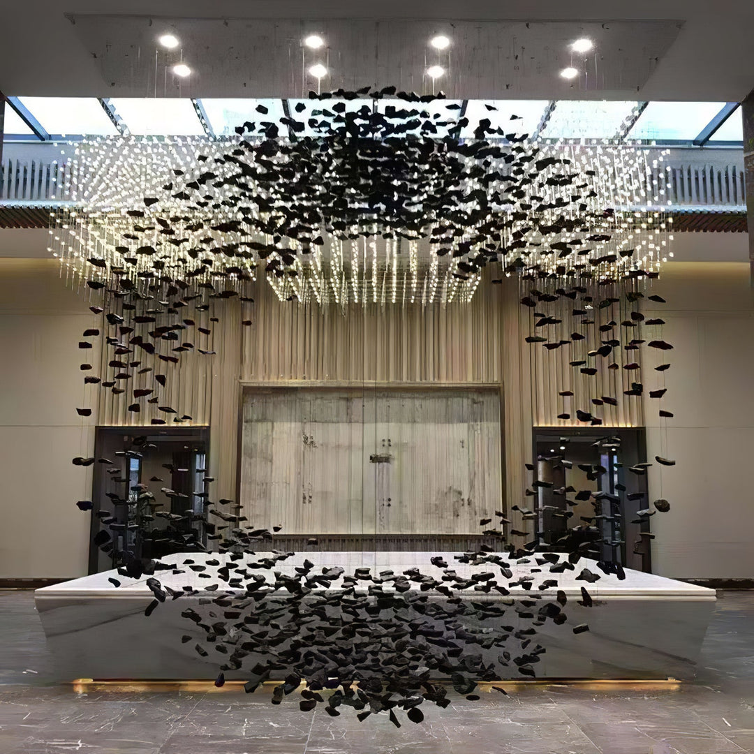 Arsilus Charcoal Stone Sculptural lampadario Orbicular