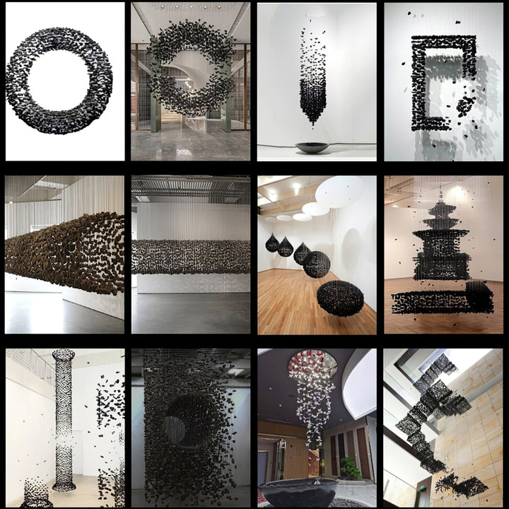Arsilus Charcoal Stone Sculptural lampadario Orbicular