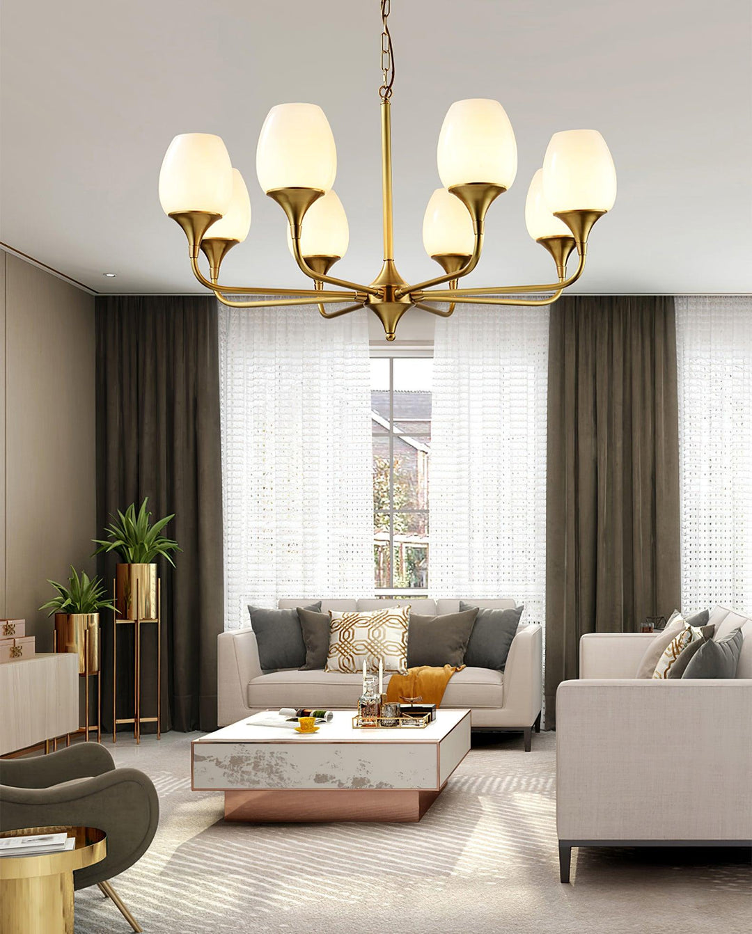 Gleam lampadario elegante in ottone