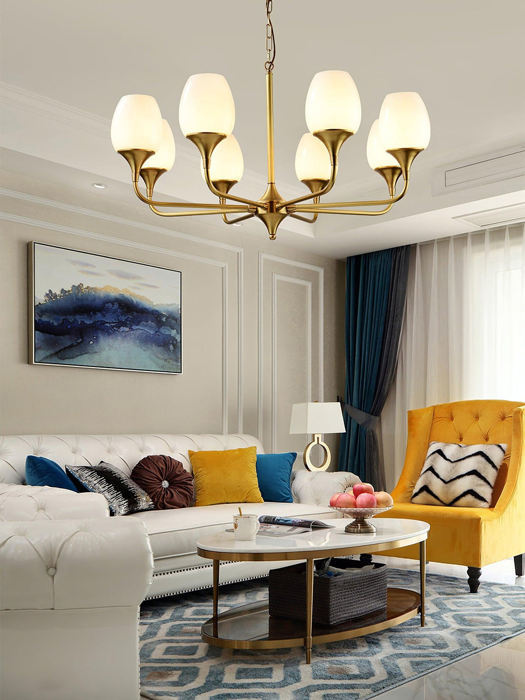Gleam lampadario elegante in ottone