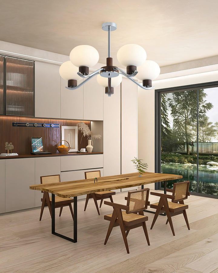 Elvinine lampadario Finitura cromo Noce elegante
