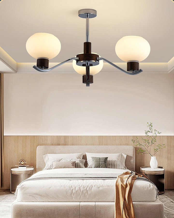 Elvinine lampadario Finitura cromo Noce elegante