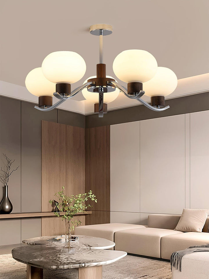 Elvinine lampadario Finitura cromo Noce elegante