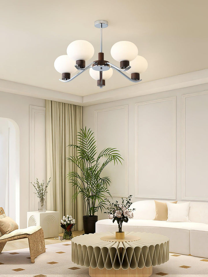Elvinine lampadario Finitura cromo Noce elegante