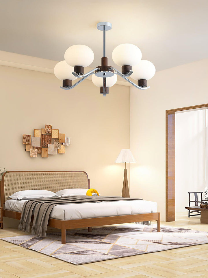 Elvinine lampadario Finitura cromo Noce elegante