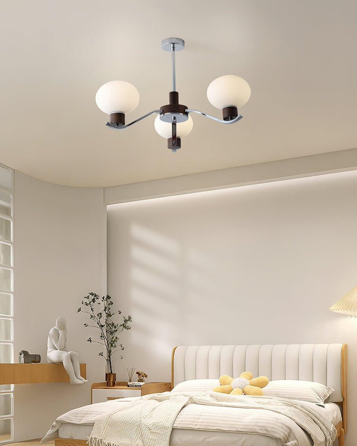 Elvinine lampadario Finitura cromo Noce elegante