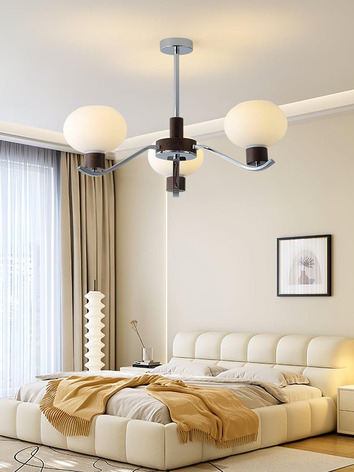 Elvinine lampadario Finitura cromo Noce elegante