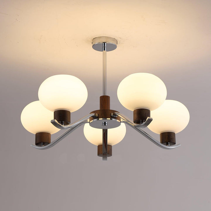 Elvinine lampadario Finitura cromo Noce elegante
