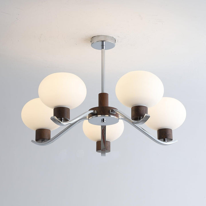 Elvinine lampadario Finitura cromo Noce elegante