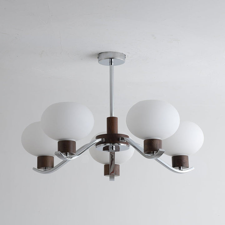 Elvinine lampadario Finitura cromo Noce elegante