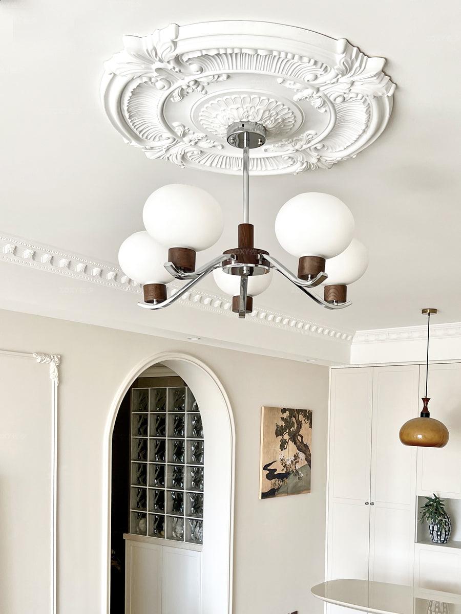 Elvinine lampadario Finitura cromo Noce elegante