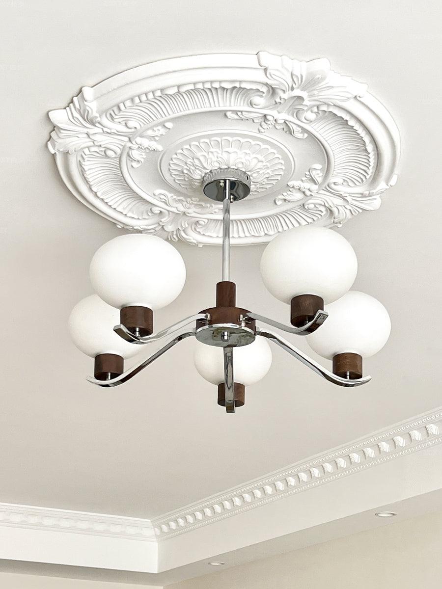 Elvinine lampadario Finitura cromo Noce elegante