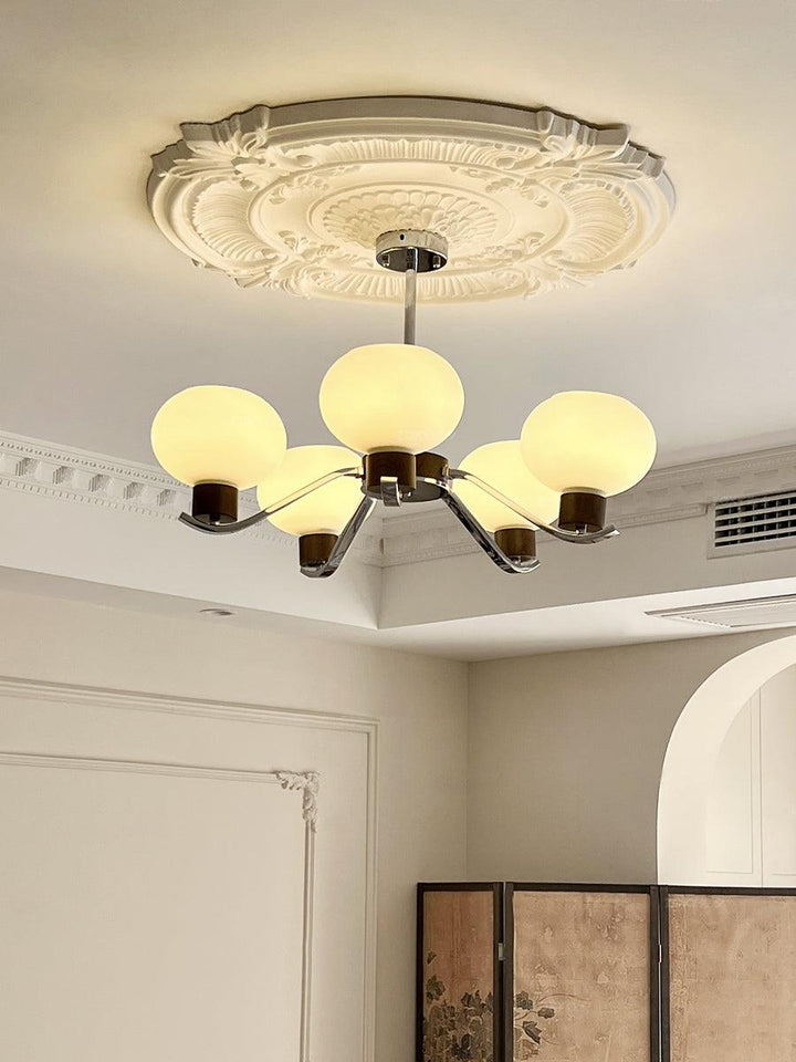 Elvinine lampadario Finitura cromo Noce elegante