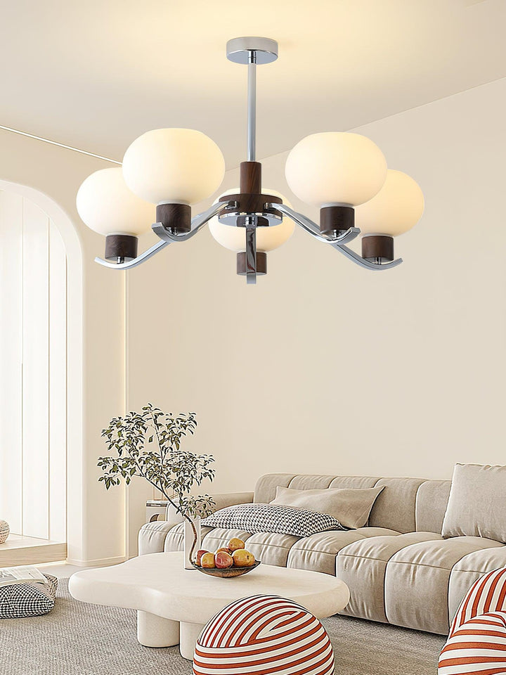 Elvinine lampadario Finitura cromo Noce elegante