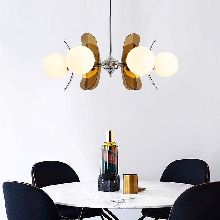 Prism Creativity Sputnik Orange Glass Acrylic Chandelier - Lamp Copper