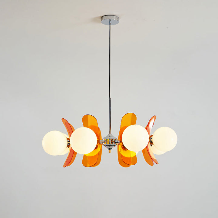 Prism Creativity Sputnik Orange Glass Acrylic Chandelier - Lamp Copper