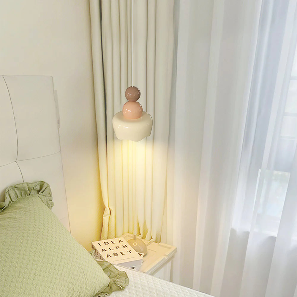 Valentina Bambola Pioggia Sole LED Lanpade a Sospensione Creama Resina Camera da Letto