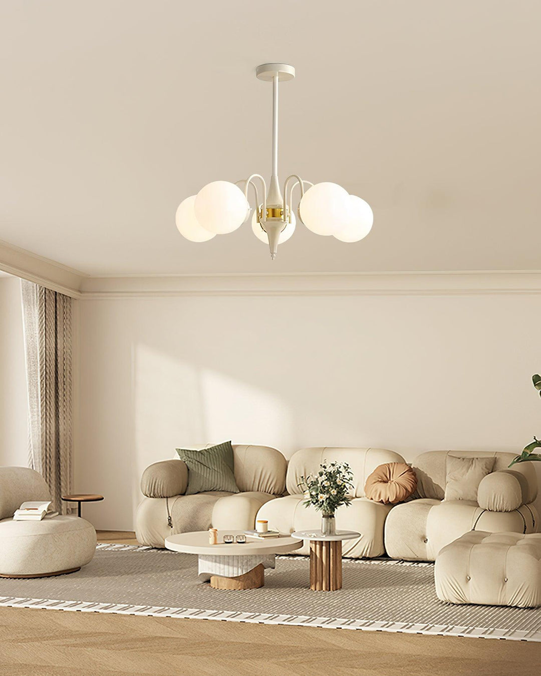 Elauian lampadario sfera Crema moderno