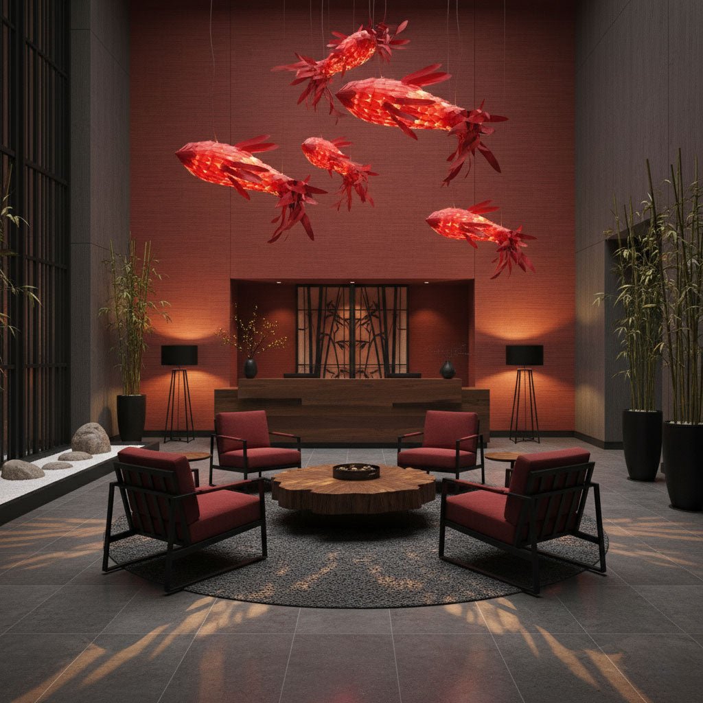 Aureline Crimson Swirl Koi lampadario