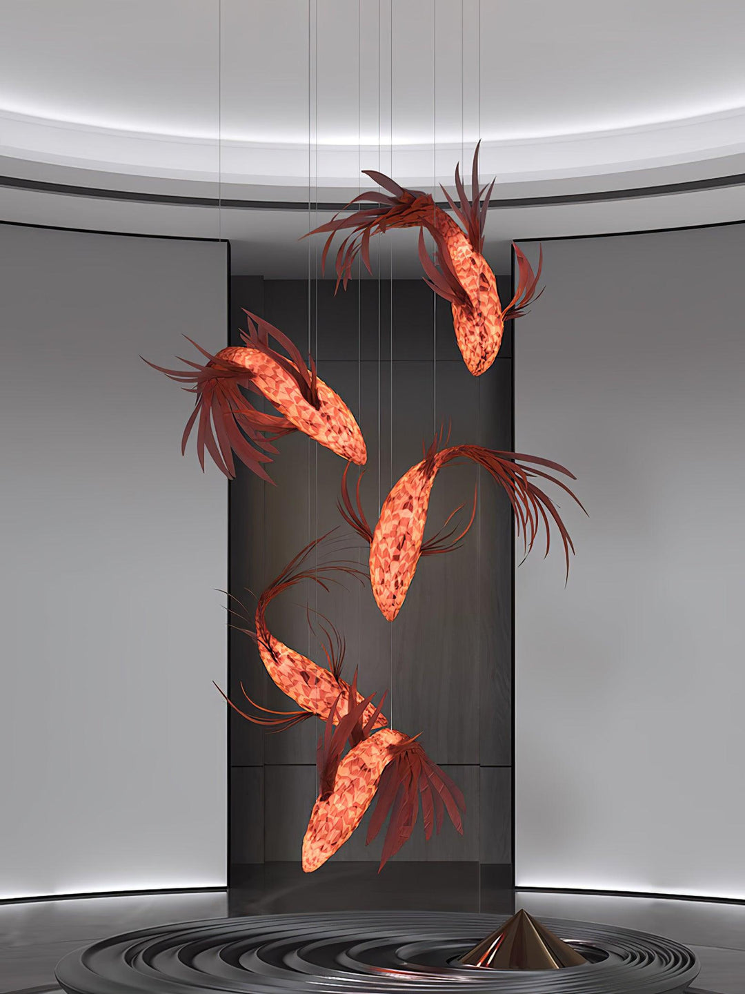 Aureline Crimson Swirl Koi lampadario