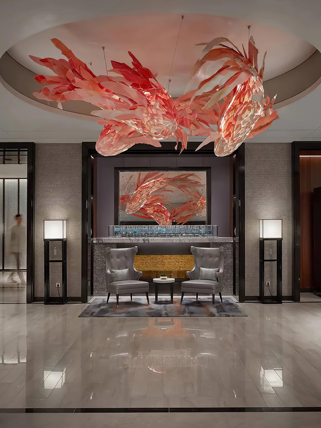 Aureline Crimson Swirl Koi lampadario