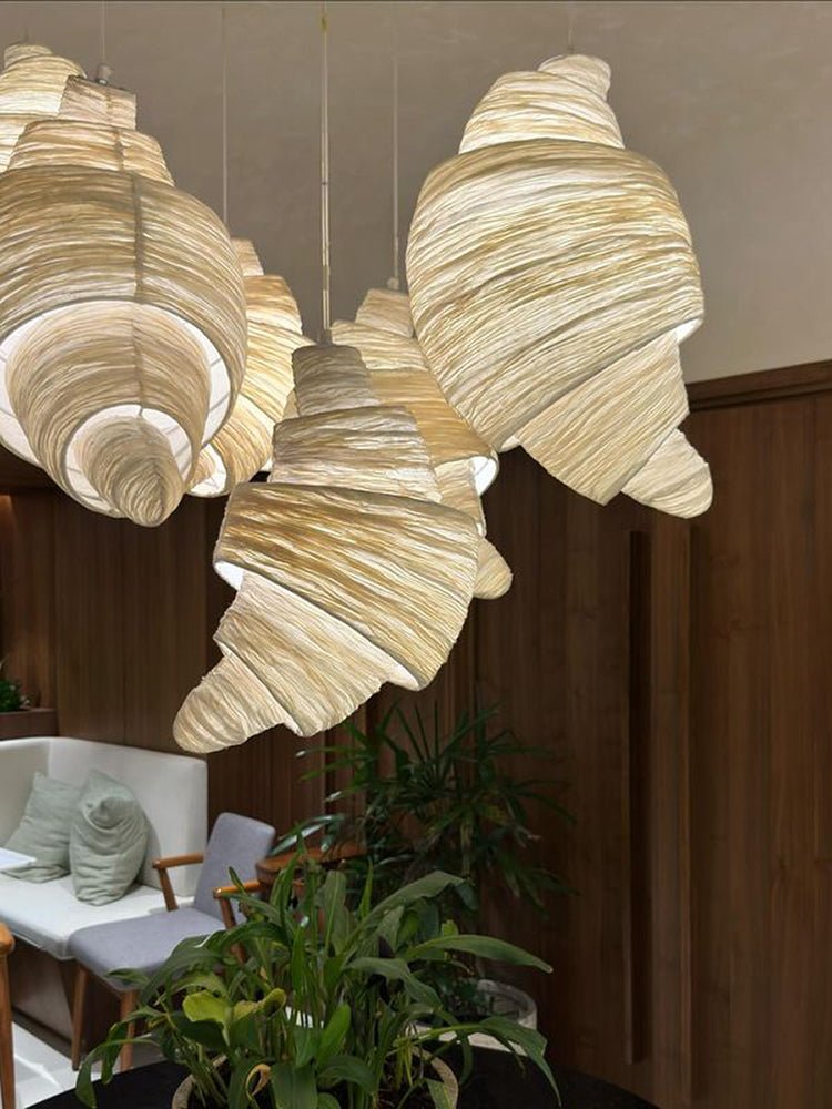 Croissant lampada a sospensione in tessuto