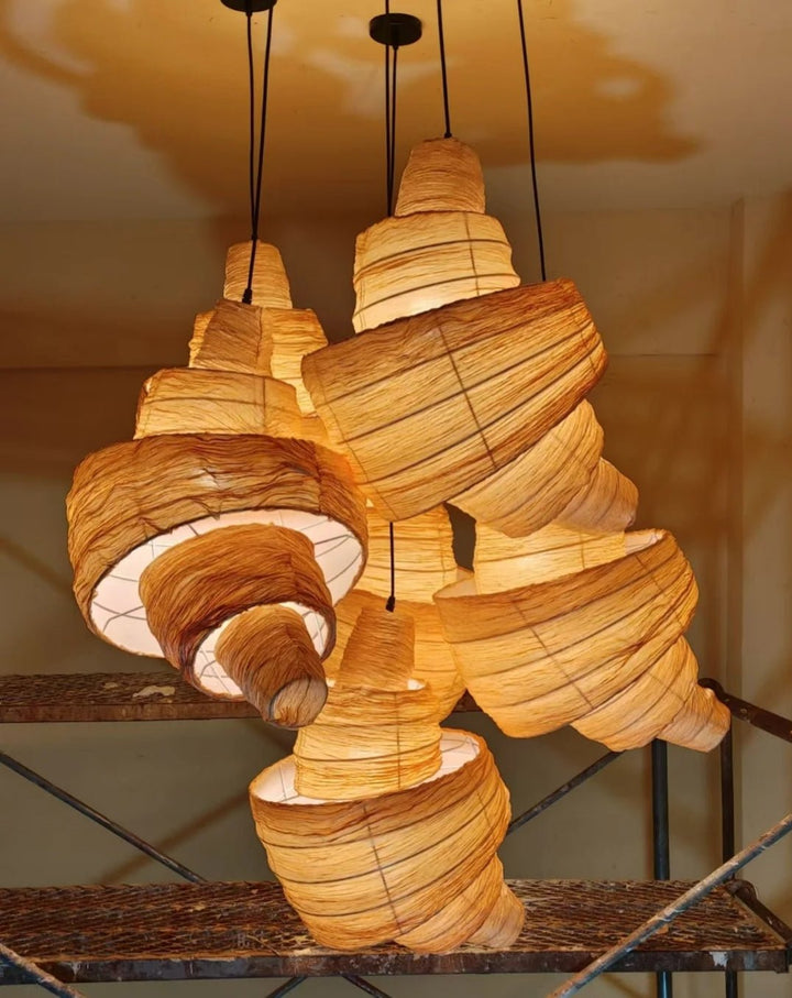 Croissant lampada a sospensione in tessuto