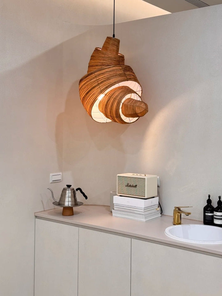 Croissant lampada a sospensione in tessuto