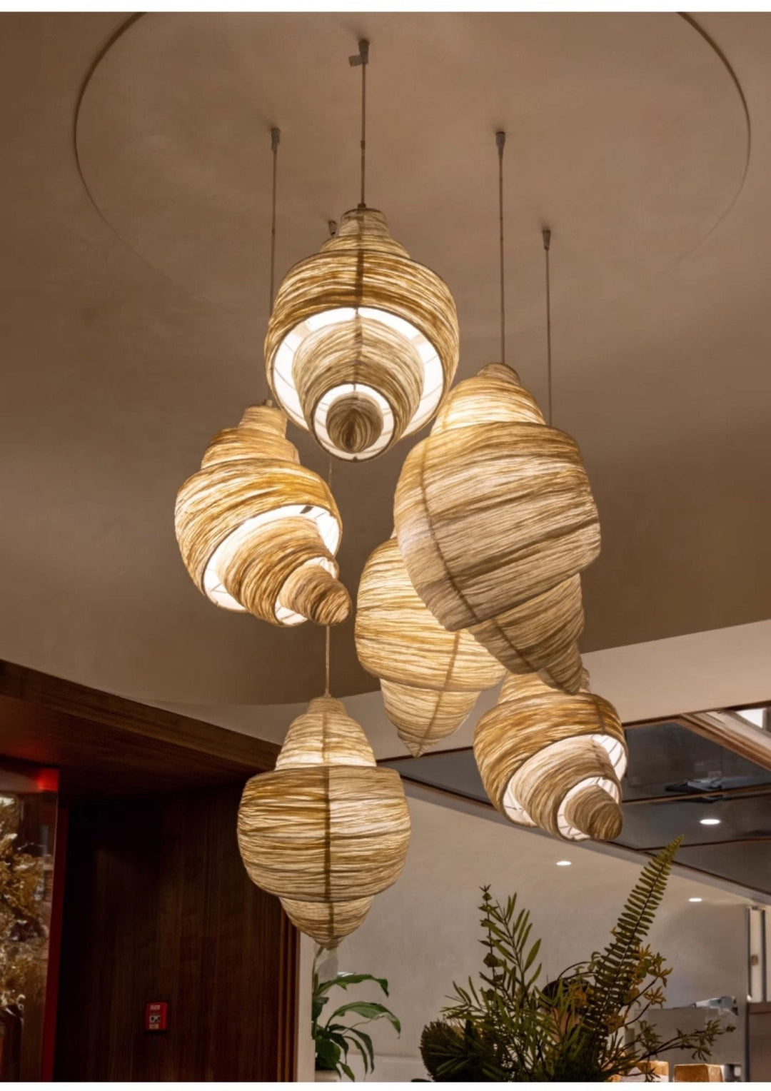 Croissant lampada a sospensione in tessuto