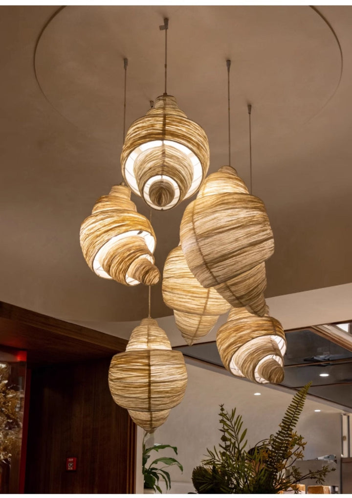 Croissant lampada a sospensione in tessuto