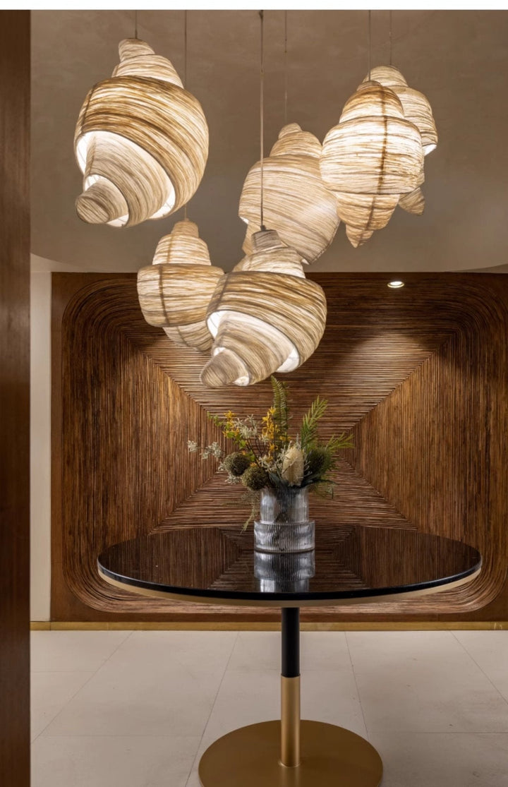 Croissant lampada a sospensione in tessuto